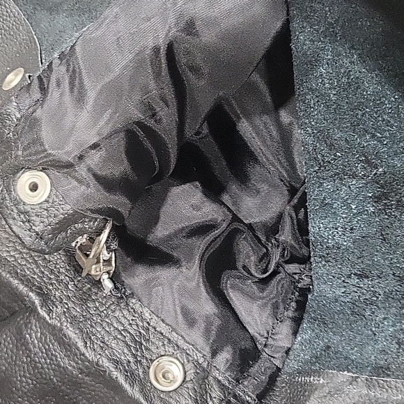 Diamond Plate Buffalo Leather Black Lined Pebbled Leather Motorcycle Chaps Sz XL - Picture 8 of 9